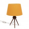Danish vintage tripod table lamp with ocher yellow shade