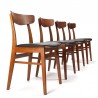 Teak set of 4 Danish Mid-Century dining table chairs