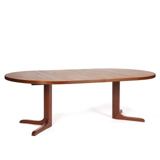 Grote Deense vintage uitschuifbare ronde/ ovale eettafel in teak