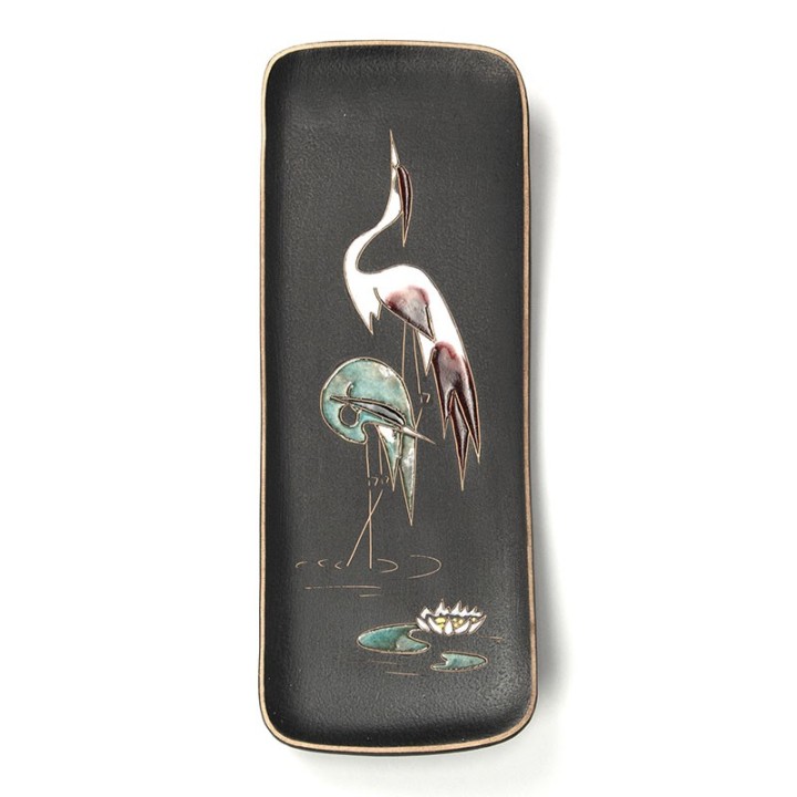 Ruscha ceramic vintage wall tile with cranes