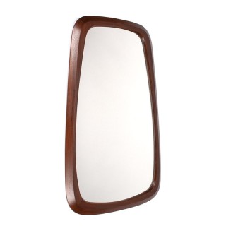 Organic vintage mirror with wide teak edge
