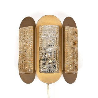 Messing glazen vintage Deense wandlamp