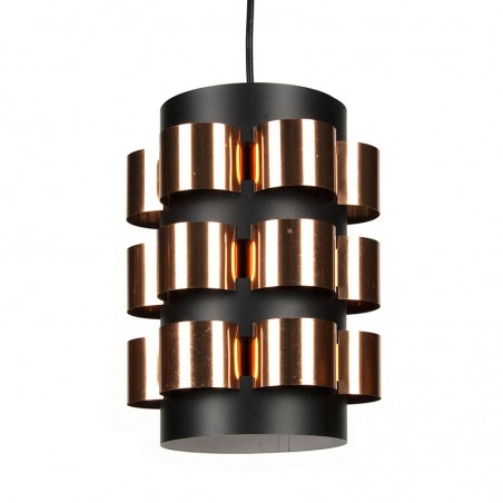Deense hanglamp zwart en koper ontwerp Werner Schou