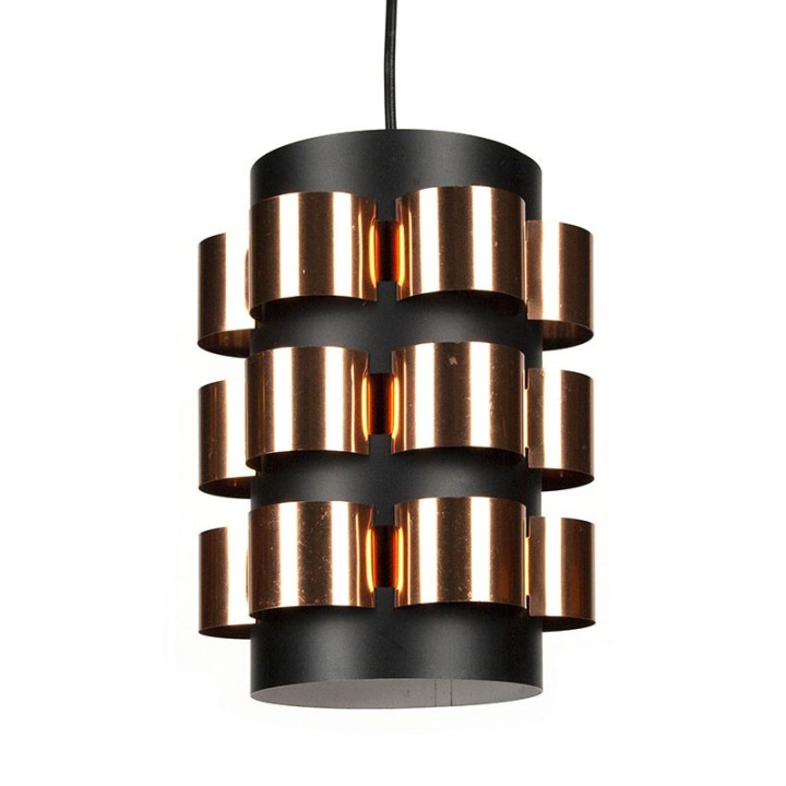 Danish hanging lamp black and copper design Werner Schou