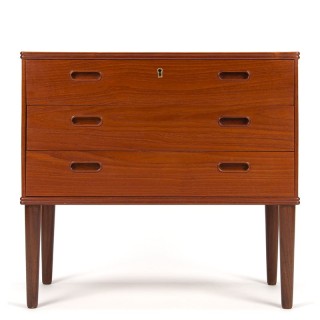 Teakhouten vintage Deense ladekast met 3 lades