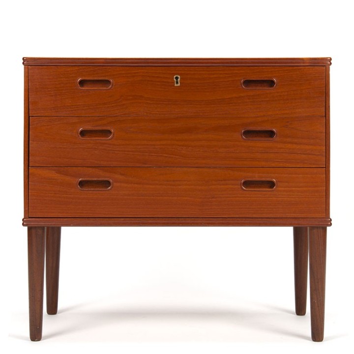 Teakhouten vintage Deense ladekast met 3 lades