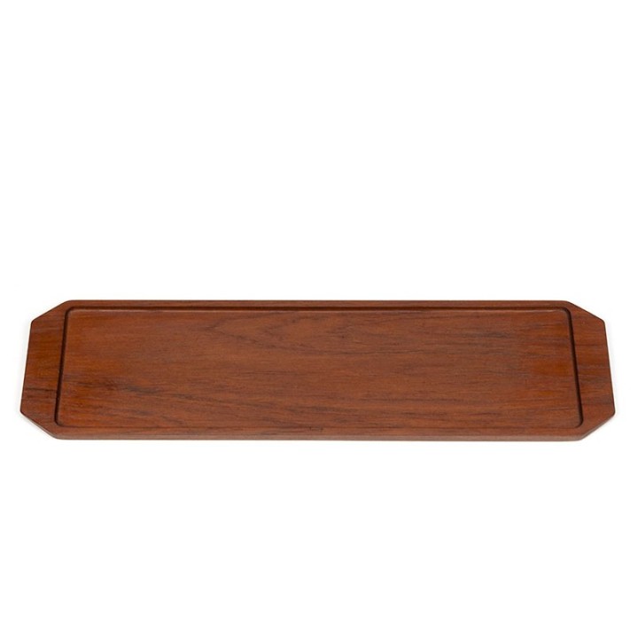 Elongated teak vintage serving plate or tray