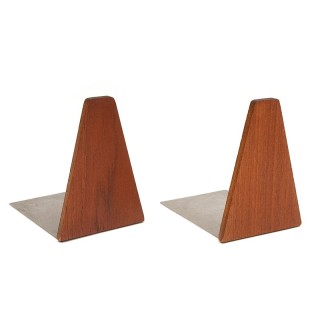 Set van 2 vintage teakhouten boekensteunen