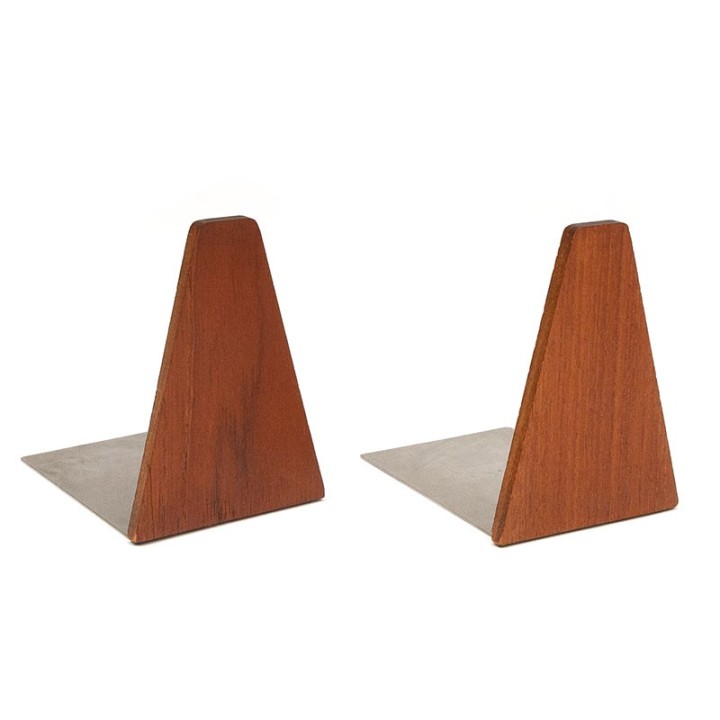 Set van 2 vintage teakhouten boekensteunen