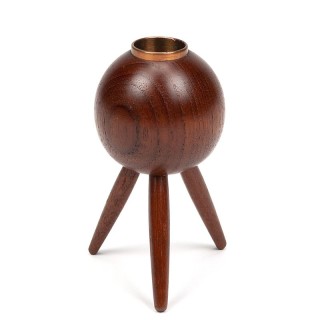 Deense teakhouten vintage driepoot kandelaar