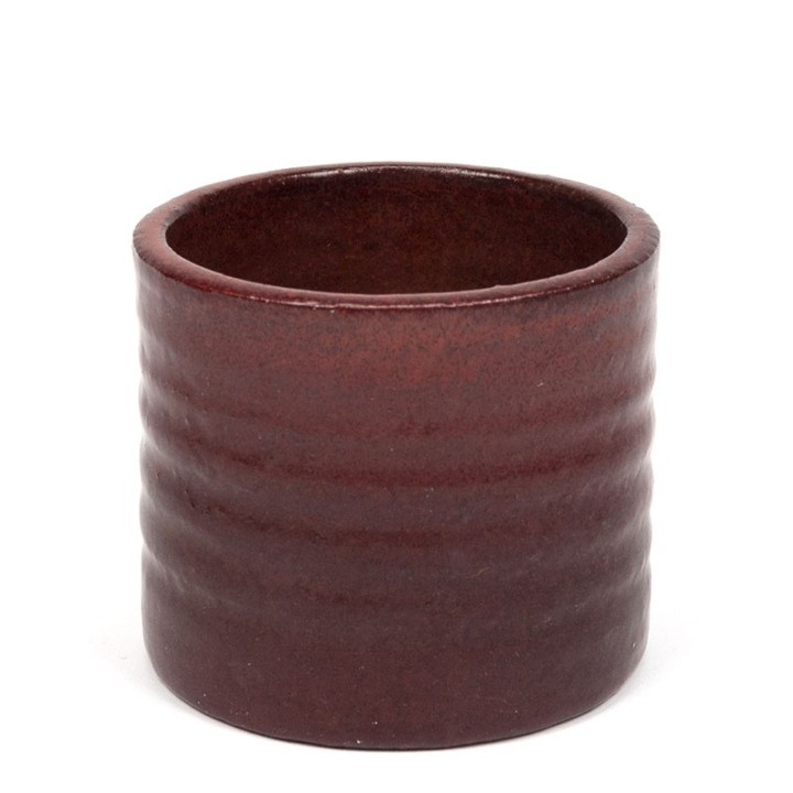 Mobach vintage keramiek bloempotje in bordeaux rood