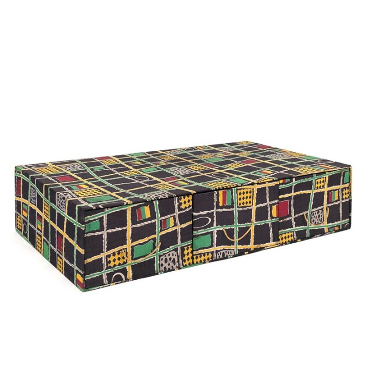 Vijftiger jaren vintage ladeblok van karton en stof