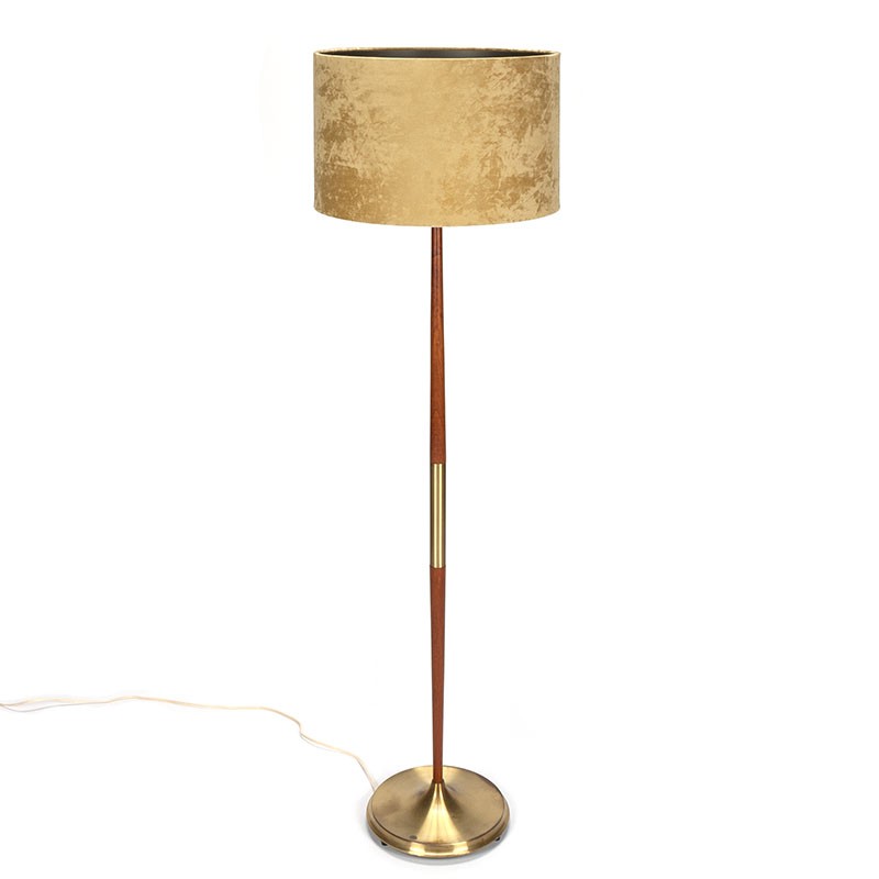 Charles Keasing Zichzelf Incident, evenement Luxe Deense vintage vloerlamp in teak en messing - Retro