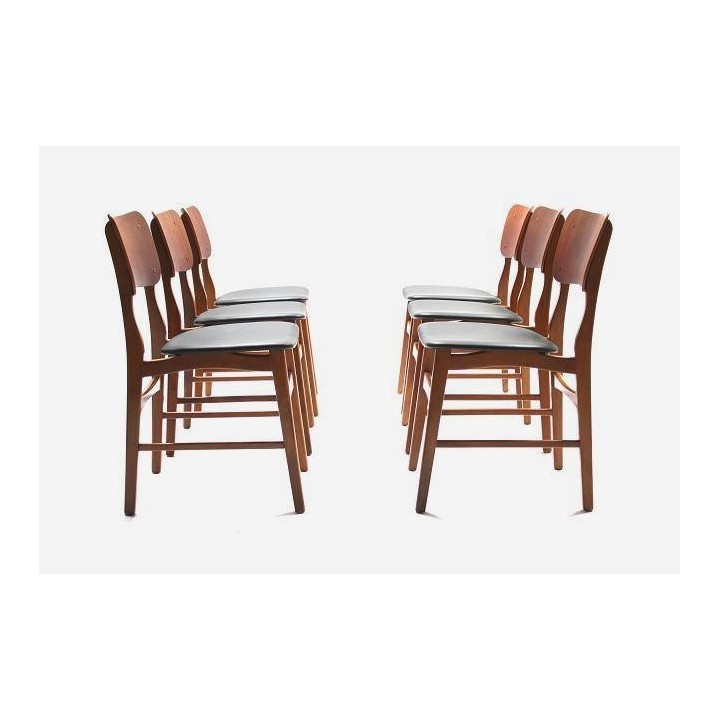Set of 6 Danish dinner chairs in teak - Retro Studio