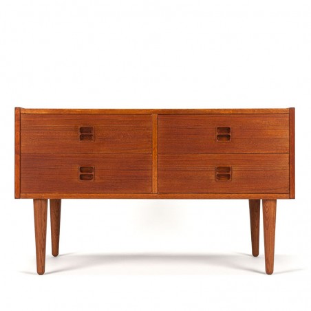 Low model teak vintage Danish chest of drawers