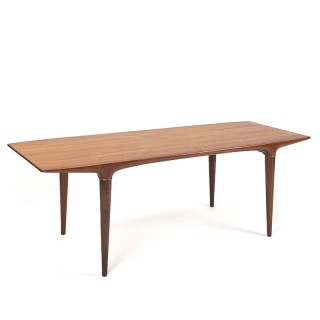 Swedish teak vintage coffee table in teak with small brass