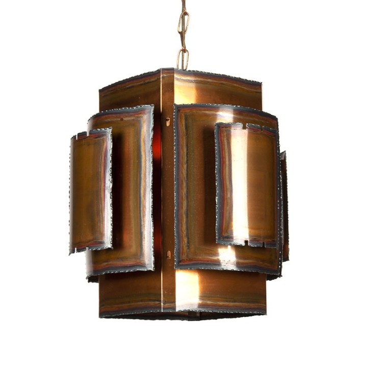 Deense koperen vintage hanglamp ontwerp Holm Sørensen