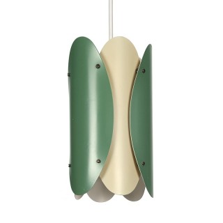 Deense vintage metalen hanglamp groen/ wit
