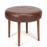 Round Danish vintage pouf with special stitching