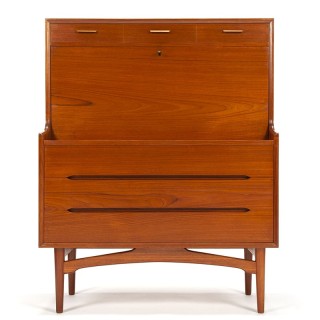 Arne Wahl Iversen model 54 teakhouten vintage secretaire