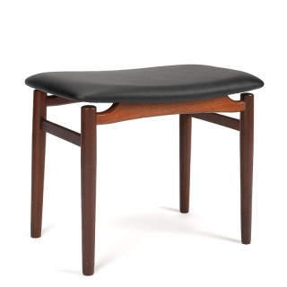 Danish teak vintage pouf/hocker with black seat