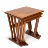 Set van 3 ingelegd teakhouten vintage bijzettafeltjes