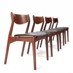 P.E. Jørgensen design teak vintage set of 4 dining table chairs