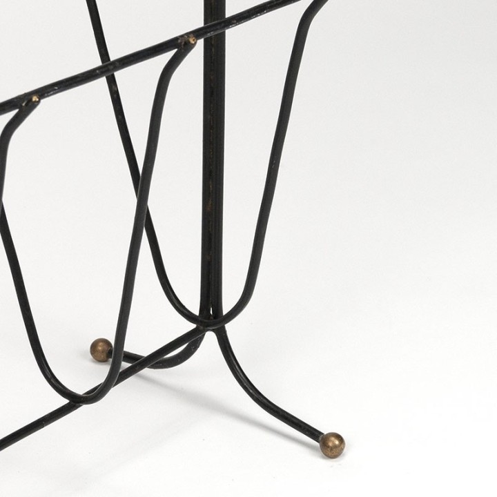 Fifties vintage magazine rack black with yellow detail