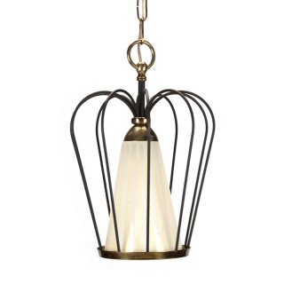 Vijftiger jaren vintage hanglamp met glazen hart