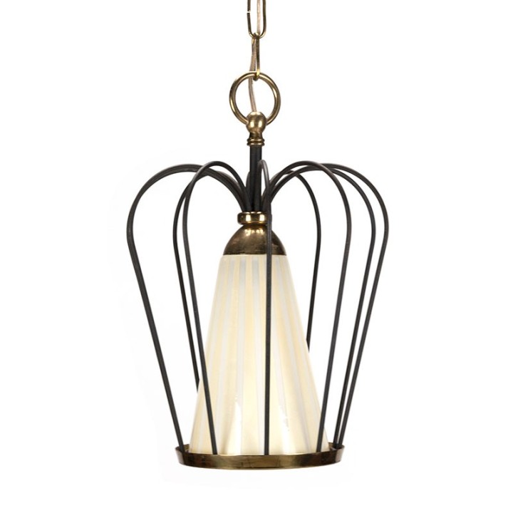 Fifties vintage hanging lamp with glass heart