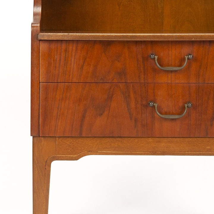 Teak vintage Danish small model cabinet with glass top