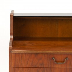 Teak vintage Danish small model cabinet with glass top