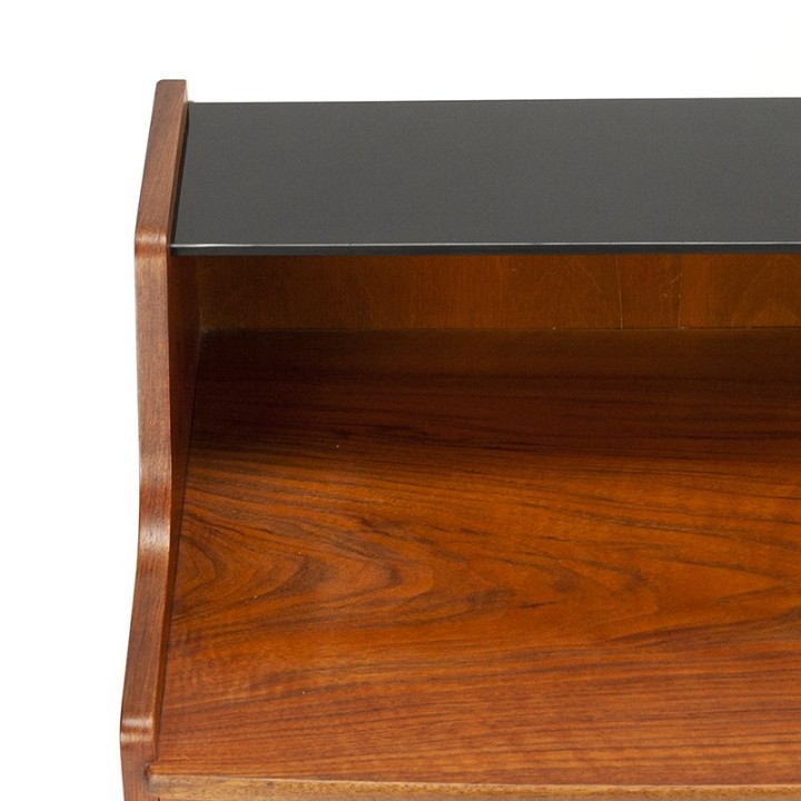 Teak vintage Danish small model cabinet with glass top