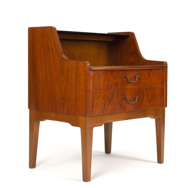 Teak vintage Danish small model cabinet with glass top