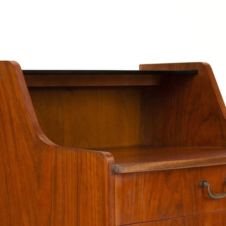 Teak vintage Danish small model cabinet with glass top