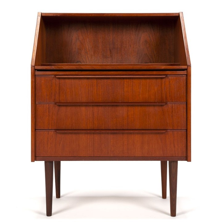 Teak vintage secretary and dressing table with folding mirror