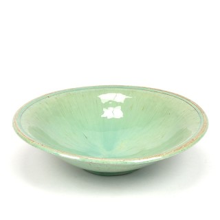 Vintage earthenware green glazed bowl