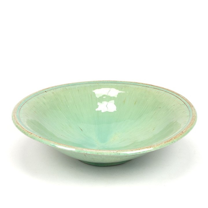 Vintage earthenware green glazed bowl