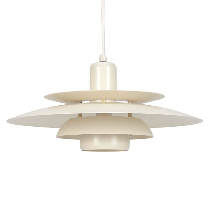 Witte Deense vintage schijf model hanglamp