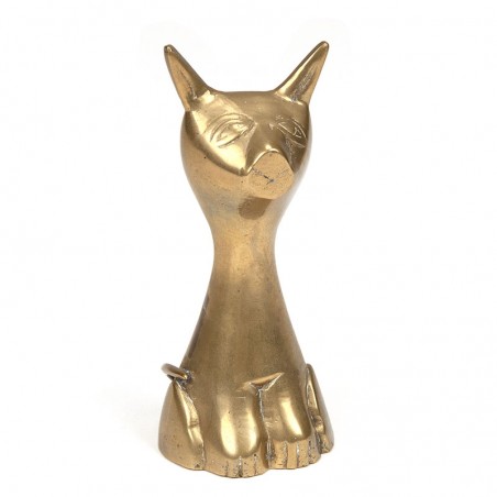 Brass vintage small sculpture of a cat