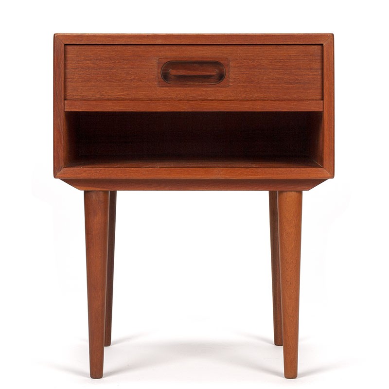 Danish vintage high leg bedside table with drawer
