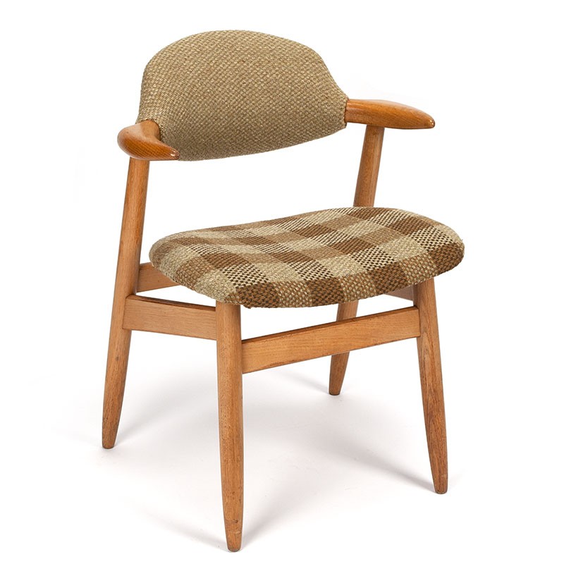 Vintage oak cow horn chair by Tijsseling