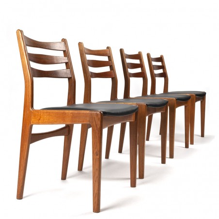 Set of 4 teak Danish dining table chairs by Slagelse Mobler