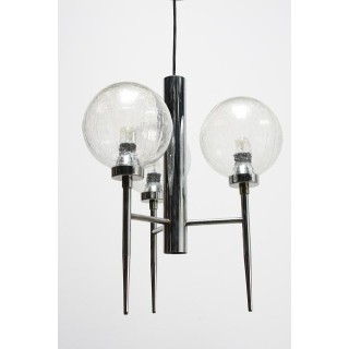 Chrome/ glass hanging lamp - Retro Studio