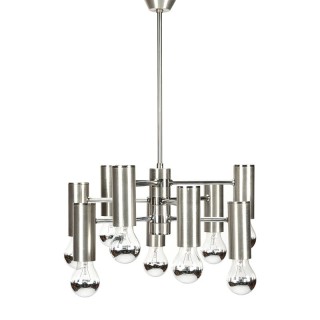 Vintage hanglamp van geborsteld aluminium en chroom