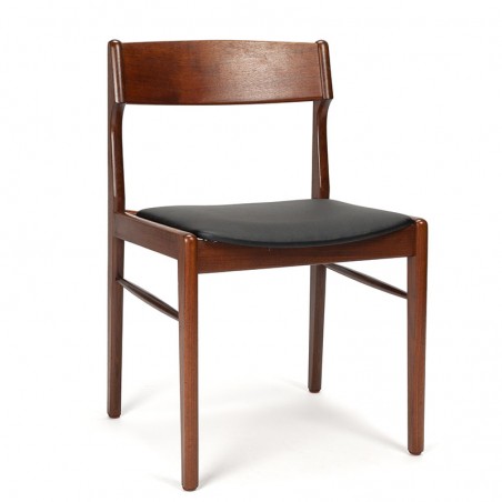 Teak vintage dining table chair with curved backrest