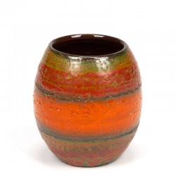 Small vintage orange colored West-Germany pottery vase