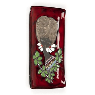 Italiaans vintage wandbord met dame