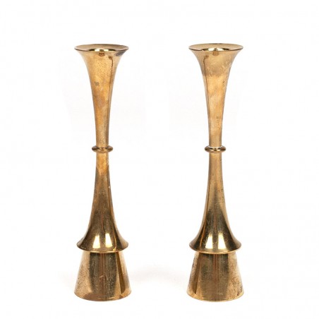Brass set of 2 vintage Danish candlesticks