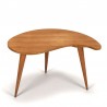 Vintage kidney-shaped beech side table